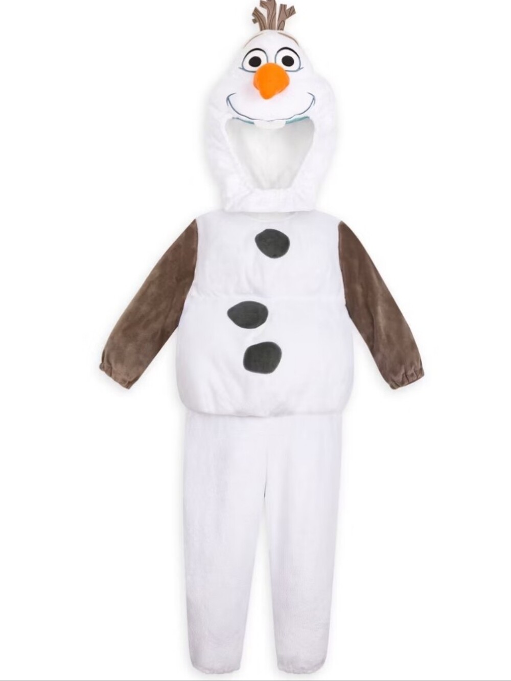 Disney Olaf Plush White and Brown Kids Costume with Hood